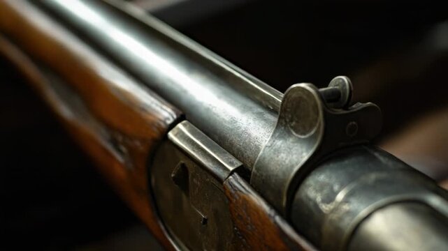 Video A close-up shot of a gun on a table