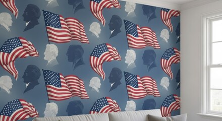 Patriotic US Flag  President Wallpaper Decor.