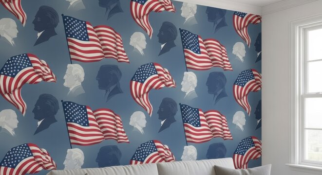 Patriotic US Flag  President Wallpaper Decor. - Powered by Adobe