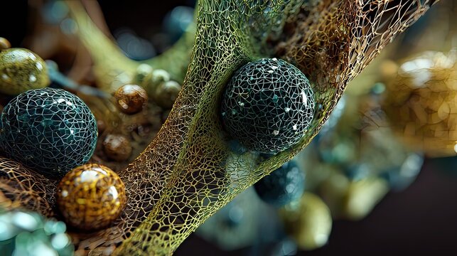 Explore the intricate beauty of abstract spheres with sparkling detail and flowing mesh - Powered by Adobe