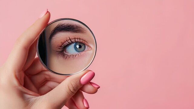 Video A close-up shot of a woman's hand holding a magnifying glass, ideal for forensic or scientific themes
