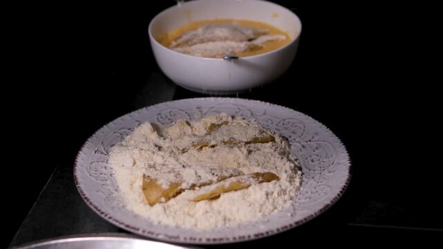 Fried fish batter fry served in a Bengali wedding . High quality 4k footage