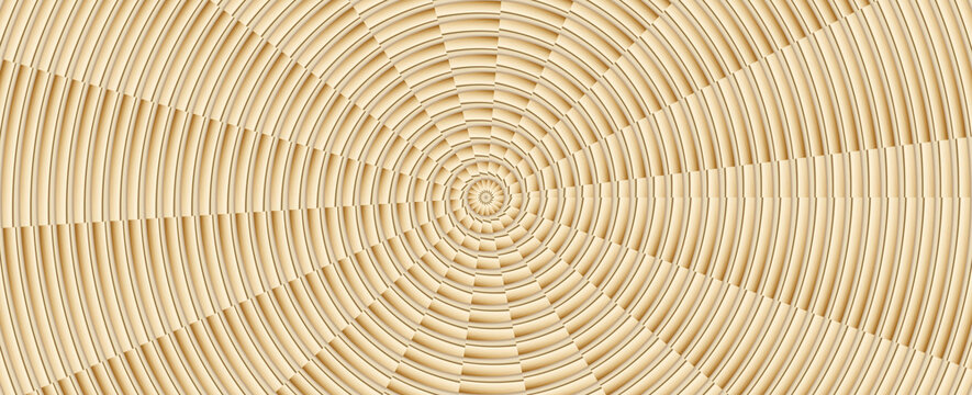 Beżowe promieniste tło z koncentrycznymi pierścieniami &ndash; geometryczny wz&oacute;r optyczny, minimalistyczna tekstura do projekt&oacute;w.