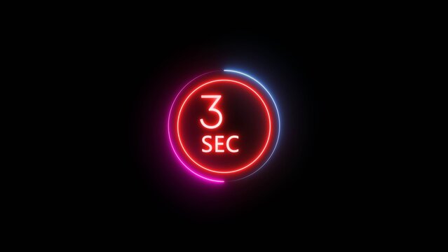 3 Seconds countdown timer illustration. Neon counting number.
