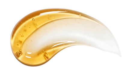 Golden cosmetic gel or honey swirl texture isolated on transparent background