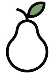 Fresh pear outline with leaf perfect for healthy eating concepts