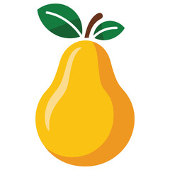 Illustration of a ripe pear with leaves on a white background