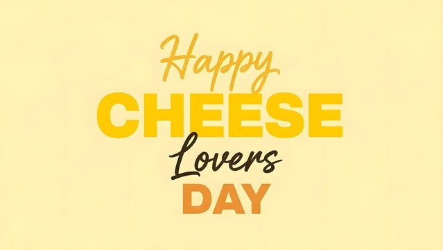 Happy Cheese Lovers Day text on yellow background image