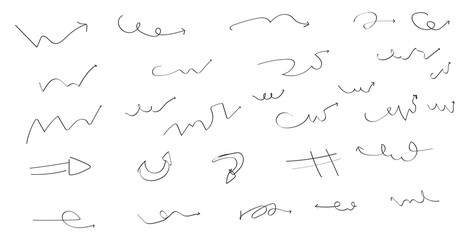 Black Doodle Arrows, Swirls and Sketch Lines