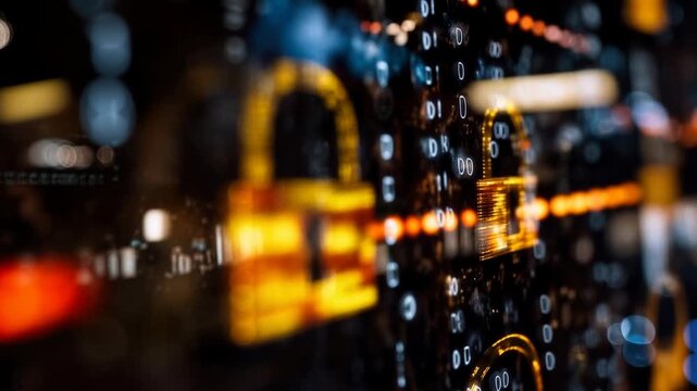 Abstract glowing circuitry with padlock representing cybersecurity data protection encryption and digital safety captured - Powered by Adobe