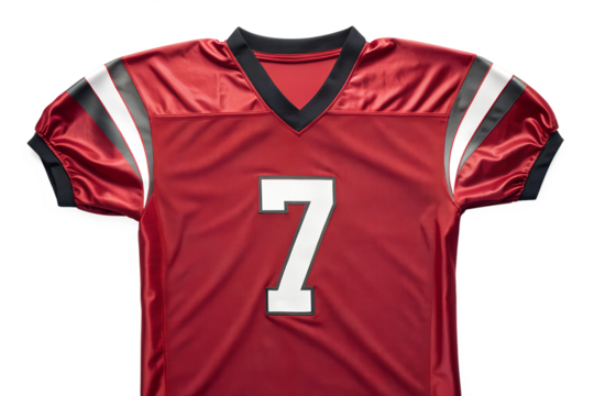 Red American Football Jersey Number 7 Black Accents Mockup