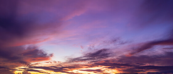 Sky and clouds during twilight of the day,Aerial view dramatic sunset and sunrise sky nature...