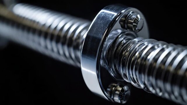 Video Close-up of a single metal screw on a dark, matte surface