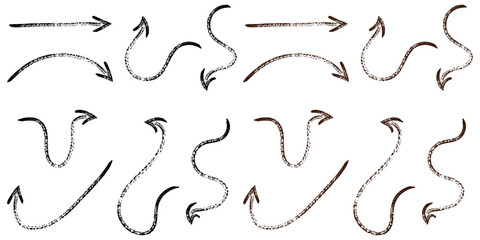 Hand drawn arrow design elements and creative sketch vector set for presentations and web design