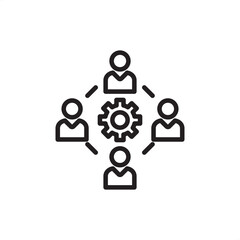 Stakeholder management icon symbolizing key relationship engagement, expectation alignment, and collaborative process, representing project governance and strategic corporate communication.