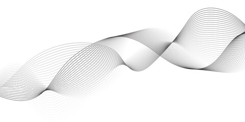 Fototapeta premium White wave curve lines banner background design. Abstract soft wave lines dynamic flowing gray light isolated background. Vector Illustration of the gray pattern of lines. Black stripes on white .