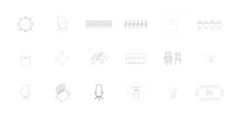 Office Furniture Line Drawings Collection desk chair