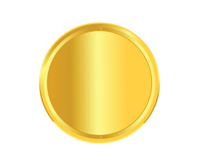 Blank Gold Award Medal Badge Empty Luxury Achievement Emblem Isolated on White
