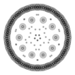 Black and White Floral Text Ring Frame-Elegant Bottanical Circle.