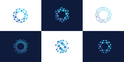 abstract technology connection vector logo design template set collection 