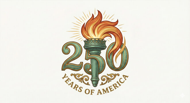 250 anniversary retro logo, Independence Day of America celebration logo greeting card, poster, banner, template
