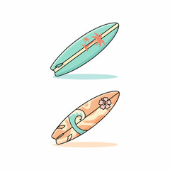 Colorful Surfboard on the Beach at Sunset