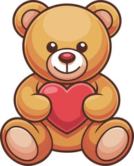 Fototapeta premium Teddy Bear Heart Vector | Romantic Valentine Illustration