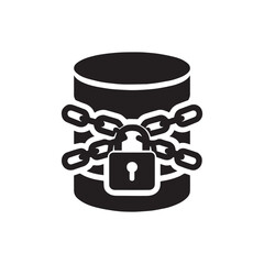 Database security icon with chain and padlock for data protection