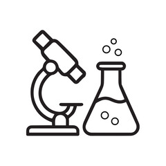 Microscope and beaker outline for science and research concepts