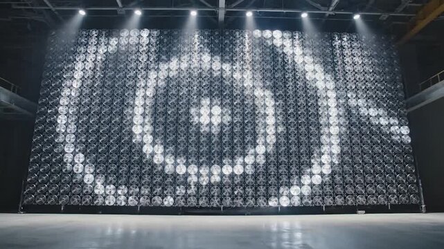 Dynamic digital interactive light display wall with abstract moving pattern and modern technology