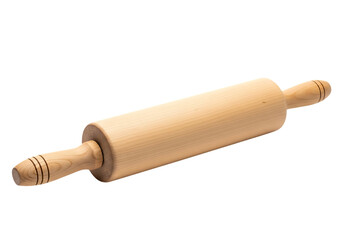Wooden rolling pin for baking dough on a transparent background