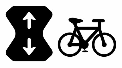 Cycle track sharing icon graphic, a dedicated bike lane symbol with directional arrows for safety, promote cycling and safe road use in your designs