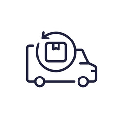Obraz premium reverse logistics line icon with a van