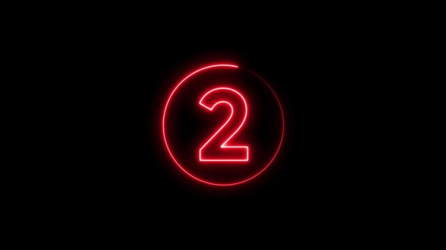 10 second countdown timer animation with neon number text glowing from 10 to 0 with interesting circle animation. Circle countdown timer 10 sec ...