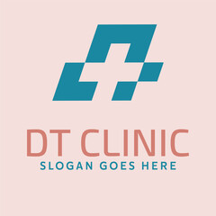 DT Clinic Medical Cross Logo Vector