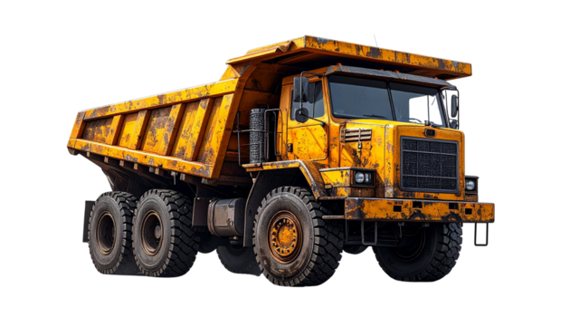 Dump truck isolated on transparent background. Generative Ai