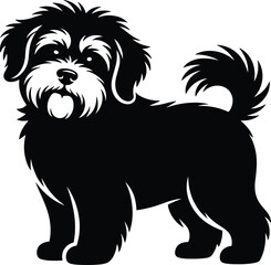 “Cute Fluffy Dog Silhouette – Vector Pet Illustration for Logo, Decoration and Design”