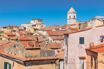 Obraz premium High angle view of Capoliveri (Elba island, Tuscany, Italy)