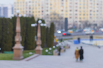 Obraz premium Almaty City blurried background, Kazakhstan, 16 November 2025