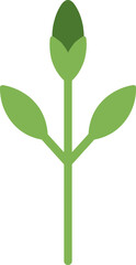 Simple Flat Design Plant Bud with Stem and Leaves Botanical Illustration