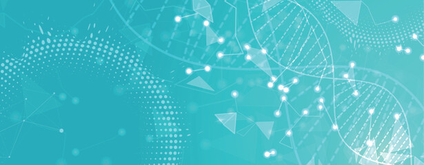 Futuristic science and technology wallpaper, DNA strands, connected neural web