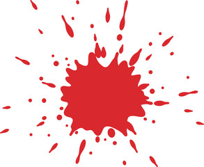 Flat Graphic Red Color Ink Splatter Shape Isolated Element