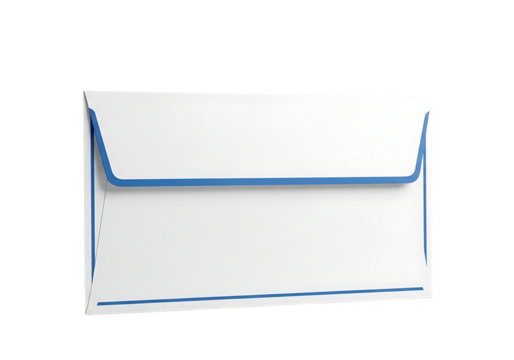 Clean white envelope with blue trim detail for official mailing