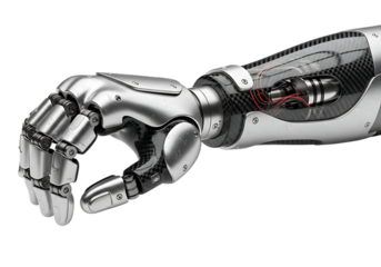 Advanced robotic arm with metallic and carbon fiber details