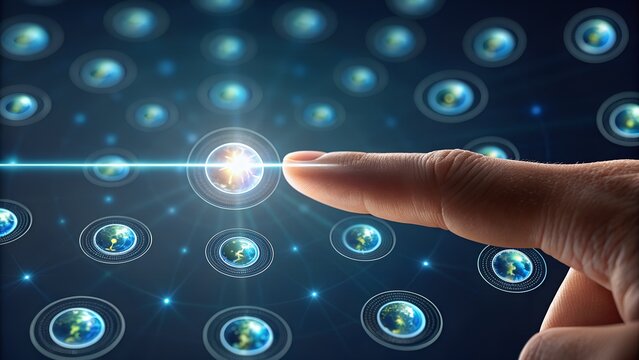 Global network accessed with a touch, connect to the world with digital technology