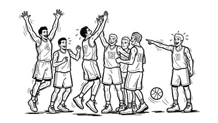 Obraz premium Basketball team celebrating The NBA Cup with excitement and joy 
