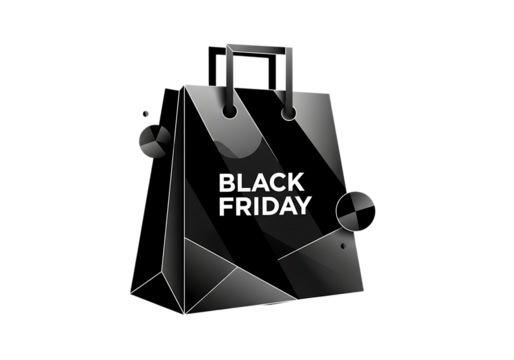 Black friday shopping bag geometric abstract vector illustration