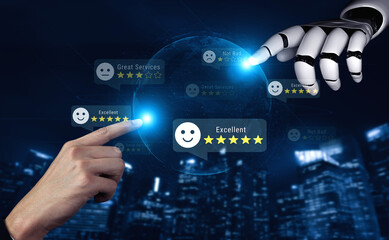 AI analyzing customer feedback and satisfaction ratings, identifying sentiment and service quality patterns to enhance customer experience and trust Parse