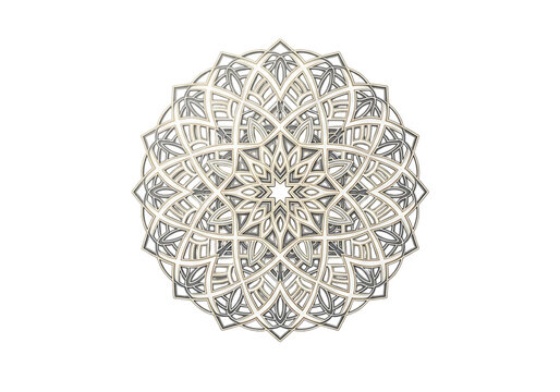Symmetrical intricate layered geometric mandala pattern element