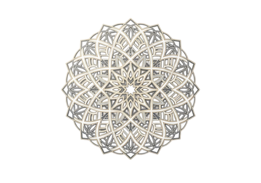 Symmetrical intricate layered geometric mandala pattern element